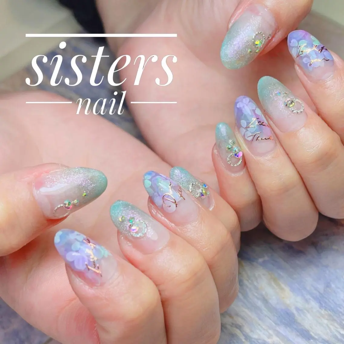ネイル アートネイル フラワーネイル ジェルネイル キラキラネイル マグネットネイル sisters nail.fのネイルデザイン