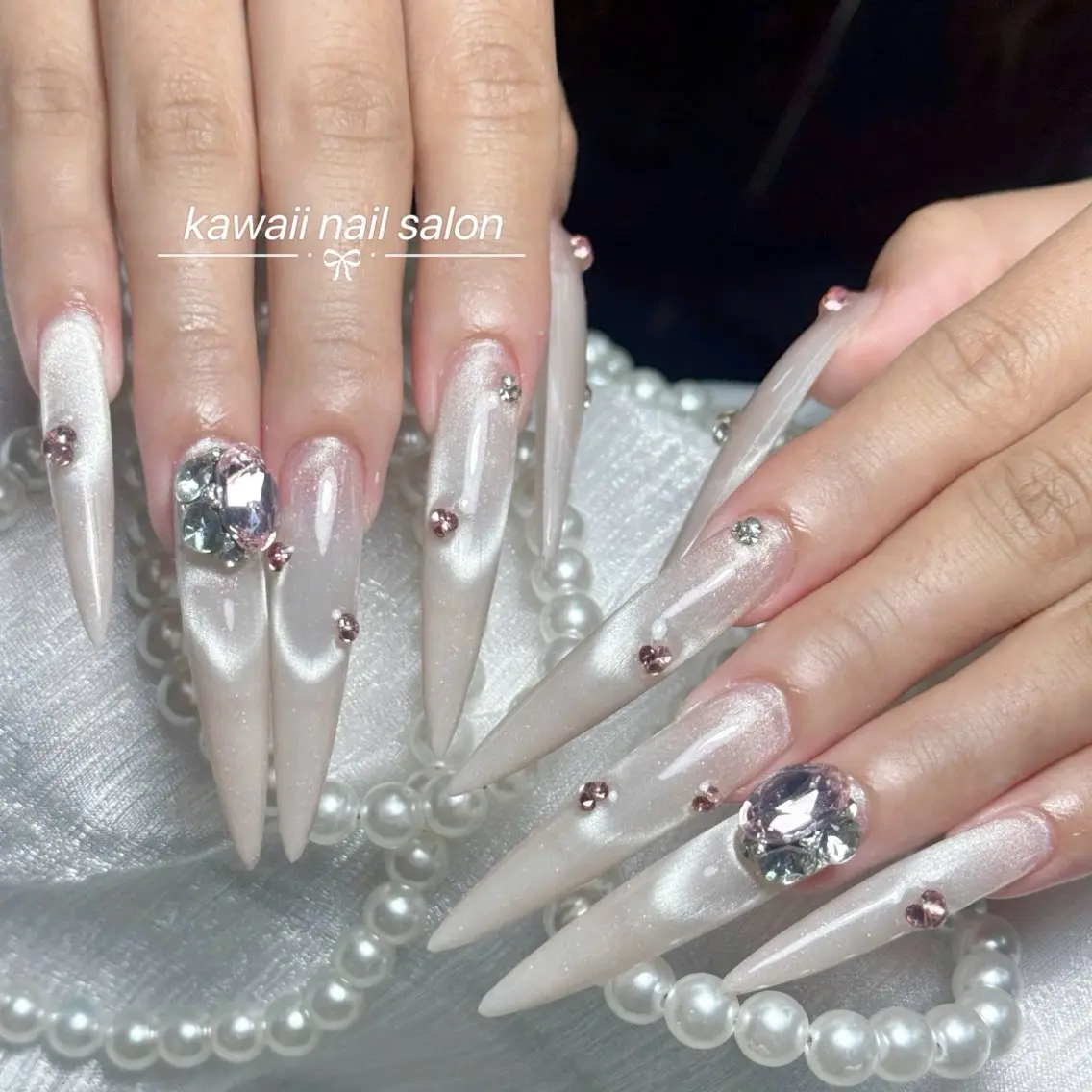 ネイル チークネイル 長さ出し フレンチネイル グラデーション 韓国ネイル ハンドネイル ハンドケア Kawaii Nail Salonのネイルデザイン