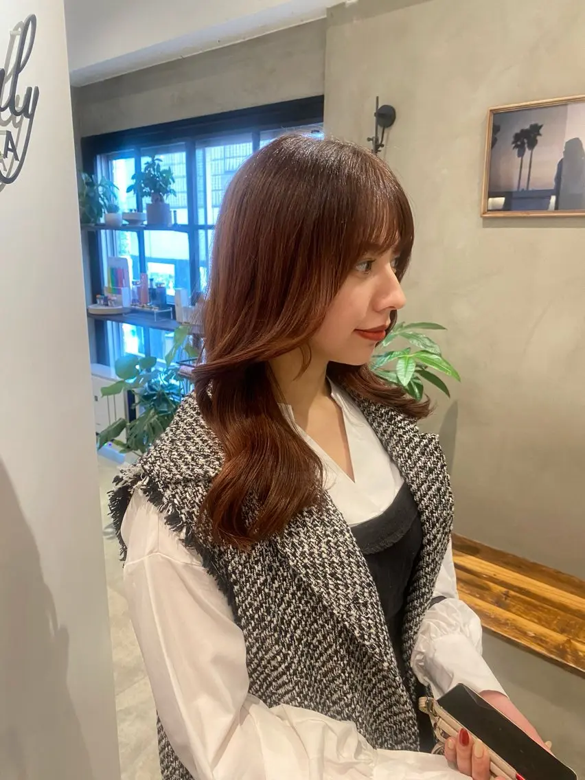 セミロング ヘアカラー トリートメント 新宿/顔周りカット +レイヤー＝しずく♩のヘアスタイル