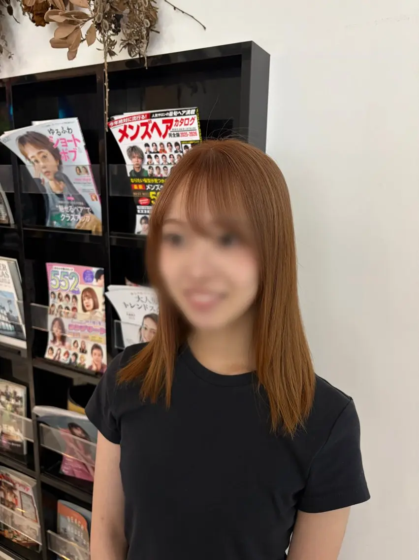 セミロング オレンジブラウン ヘアカラー ［signhair］ chika🪐🩵のヘアスタイル