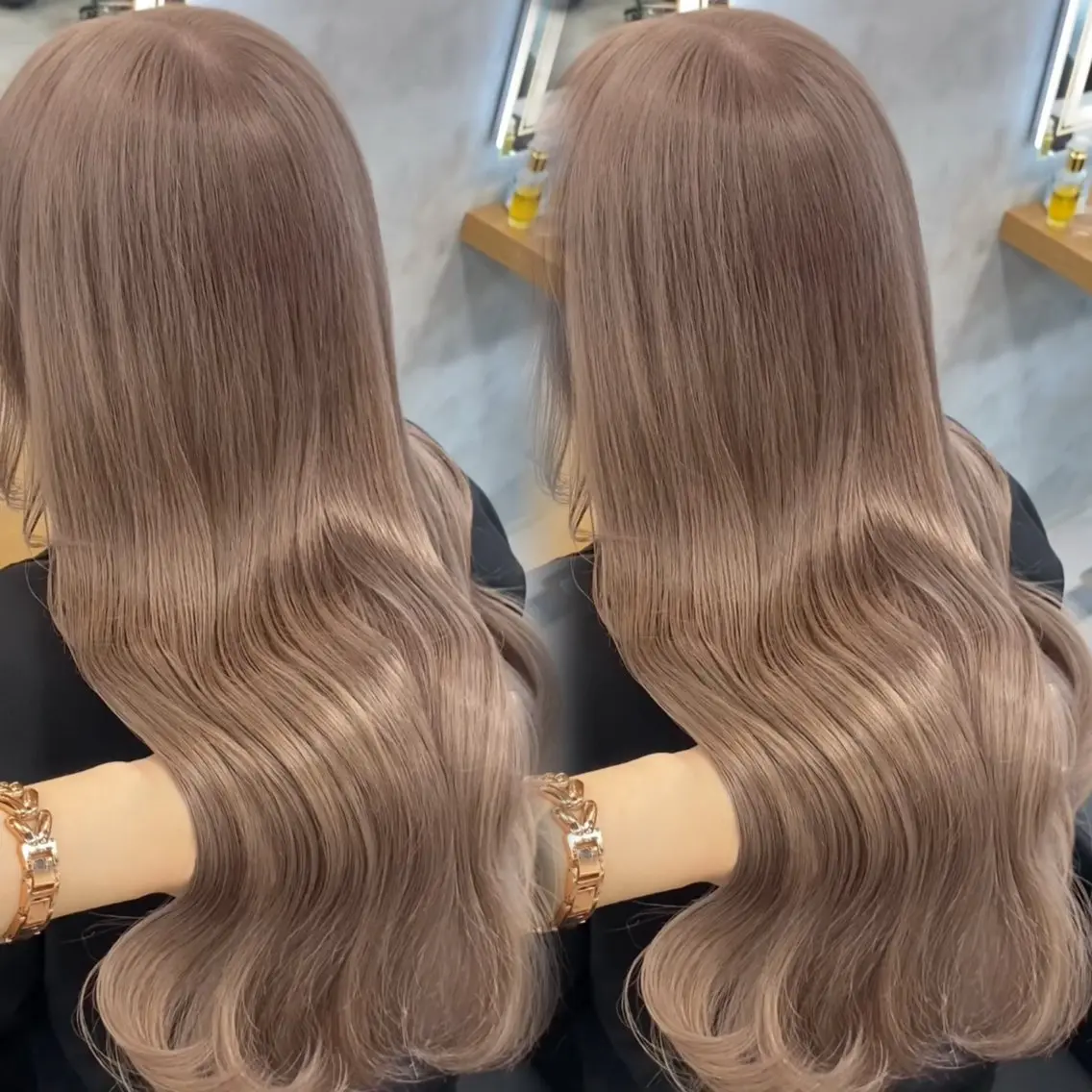 ロング カラー ベージュカラー ヘアカラー トリートメント ヘッドスパ ヘアセット 淡色/ワンホンヘア 🤍MINORIのヘアスタイル