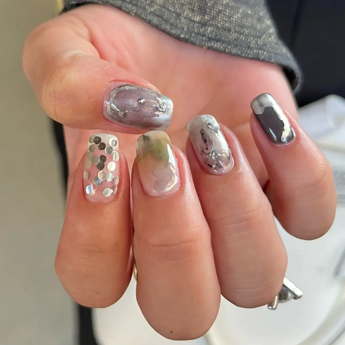 ネイル グリーン ハンドネイル vegh. nail／阿波座のネイルデザイン