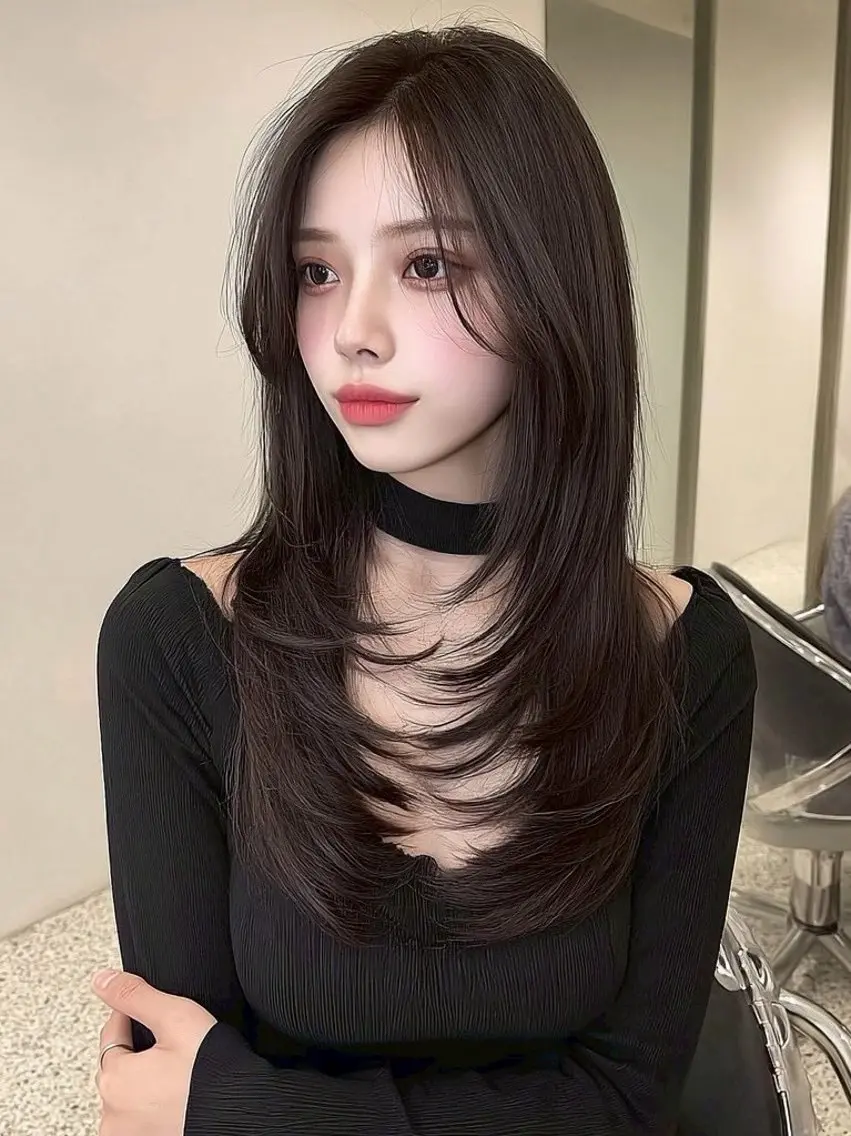 ロング カラー カット ヘアカラー トリートメント ✂️垢抜け/トレンド レイヤー/韓国/IRのヘアスタイル