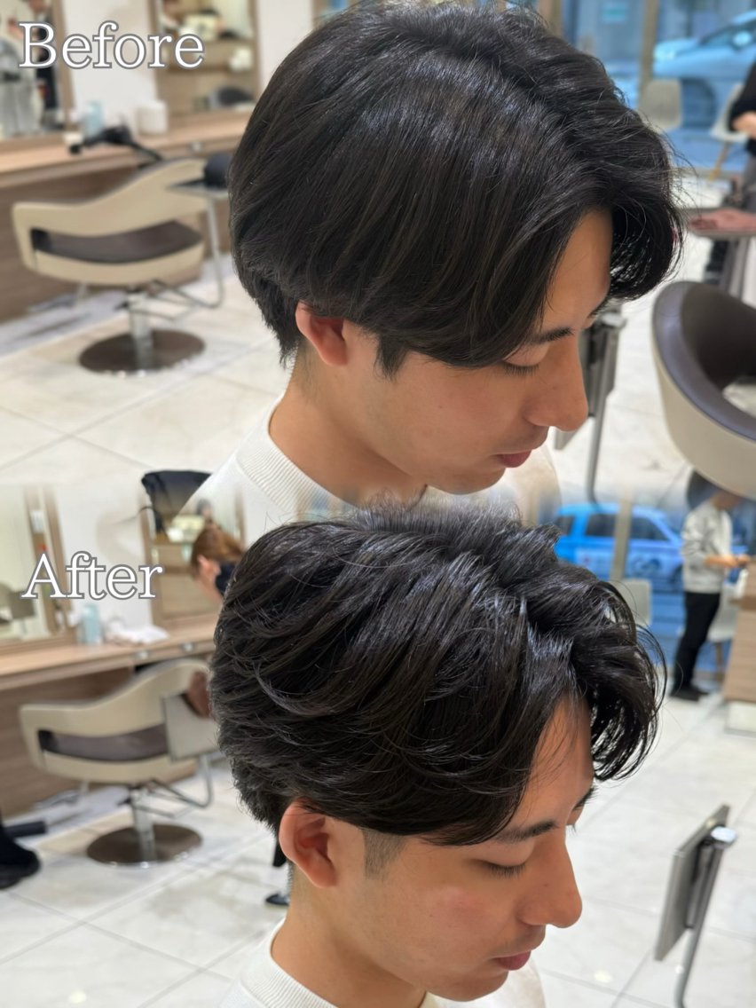 カラー パーマ メンズ メンズパーマ ニュアンスパーマ カット パーマ ✨レイヤー/ 透明感カラー✨冨永剛のヘアスタイル