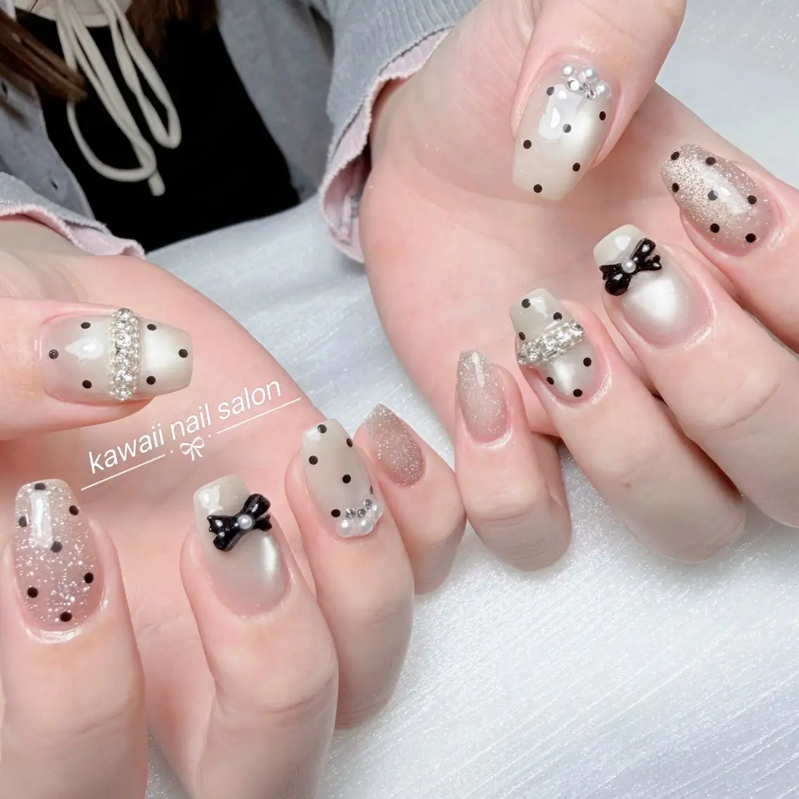 ネイル チークネイル 長さ出し フレンチネイル グラデーション 韓国ネイル ハンドネイル ハンドケア Kawaii Nail Salonのネイルデザイン