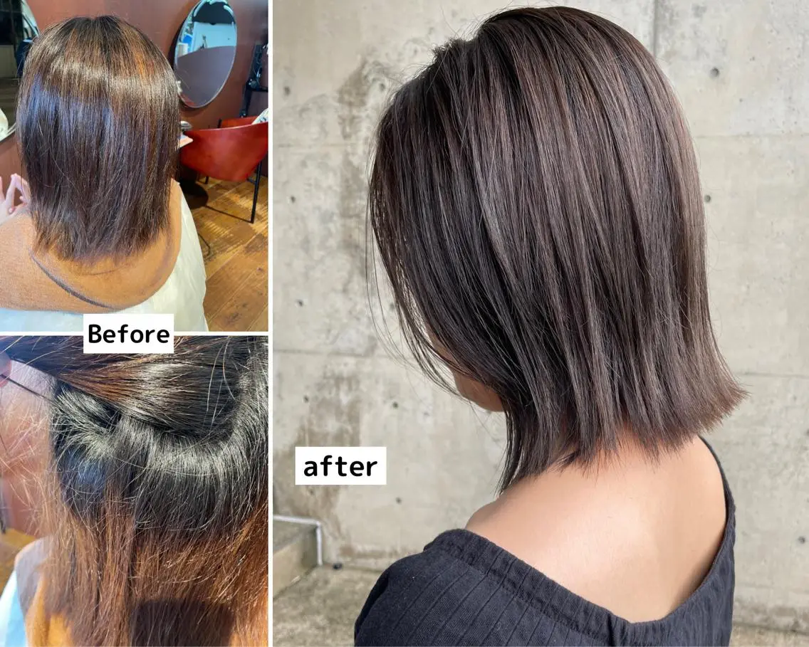 ミディアム パーマ ストレートパーマ 日高 香織のヘアスタイル