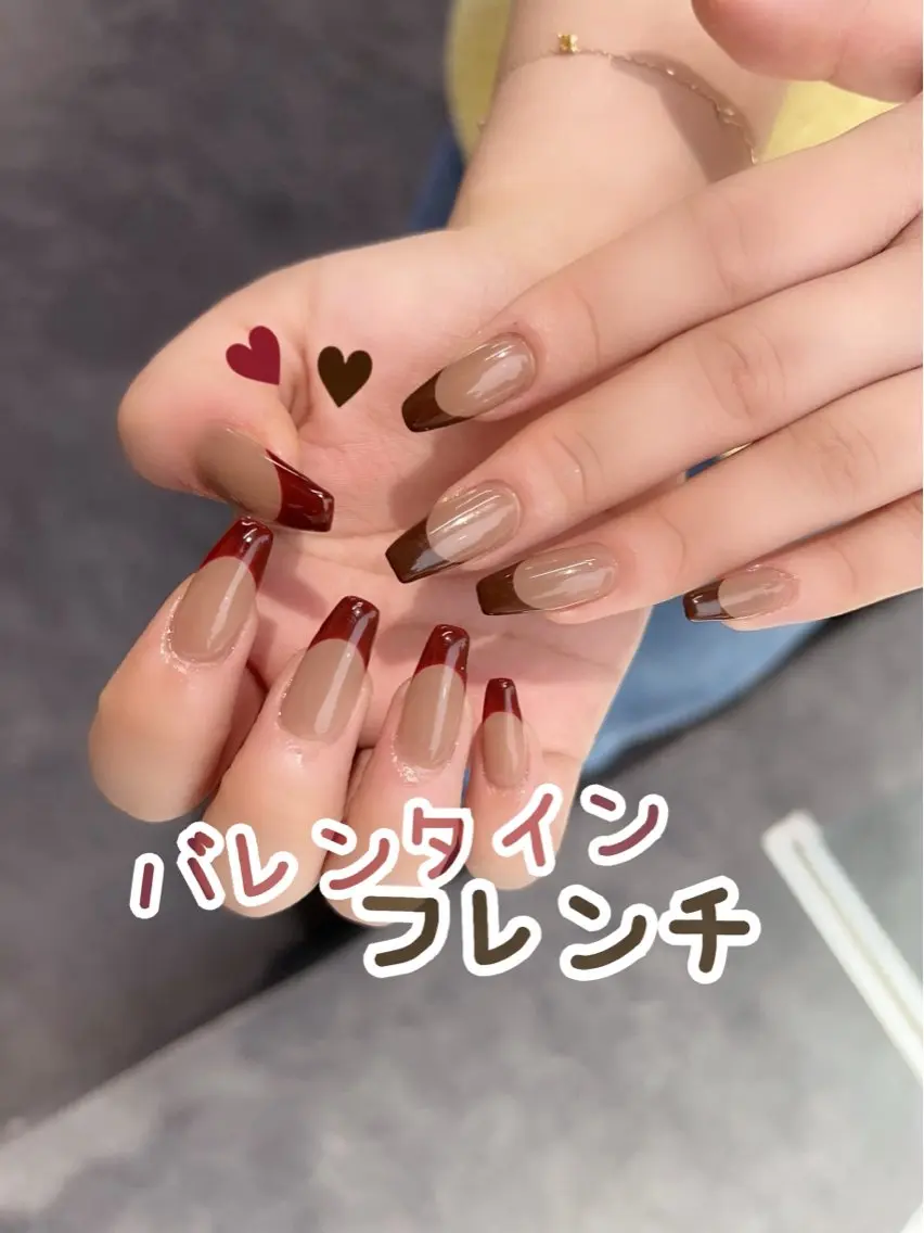 ネイル フレンチネイル バレンタイン ハンドネイル GRANDE大須 栄/店長 aki🌙のネイルデザイン