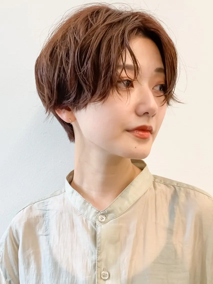 ショート パーマ ショートヘア REN/レイヤー✂️ ブリーチなしカラー✨のヘアスタイル