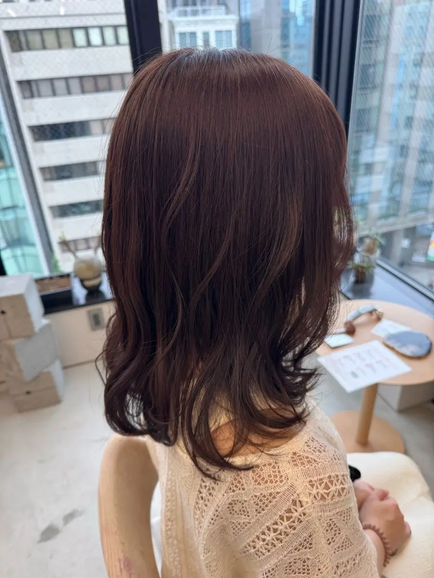 ミディアム カラー ブラウンカラー ラベンダーカラー ラベンダーブラウン オレンジ chim _SiLOのヘアスタイル