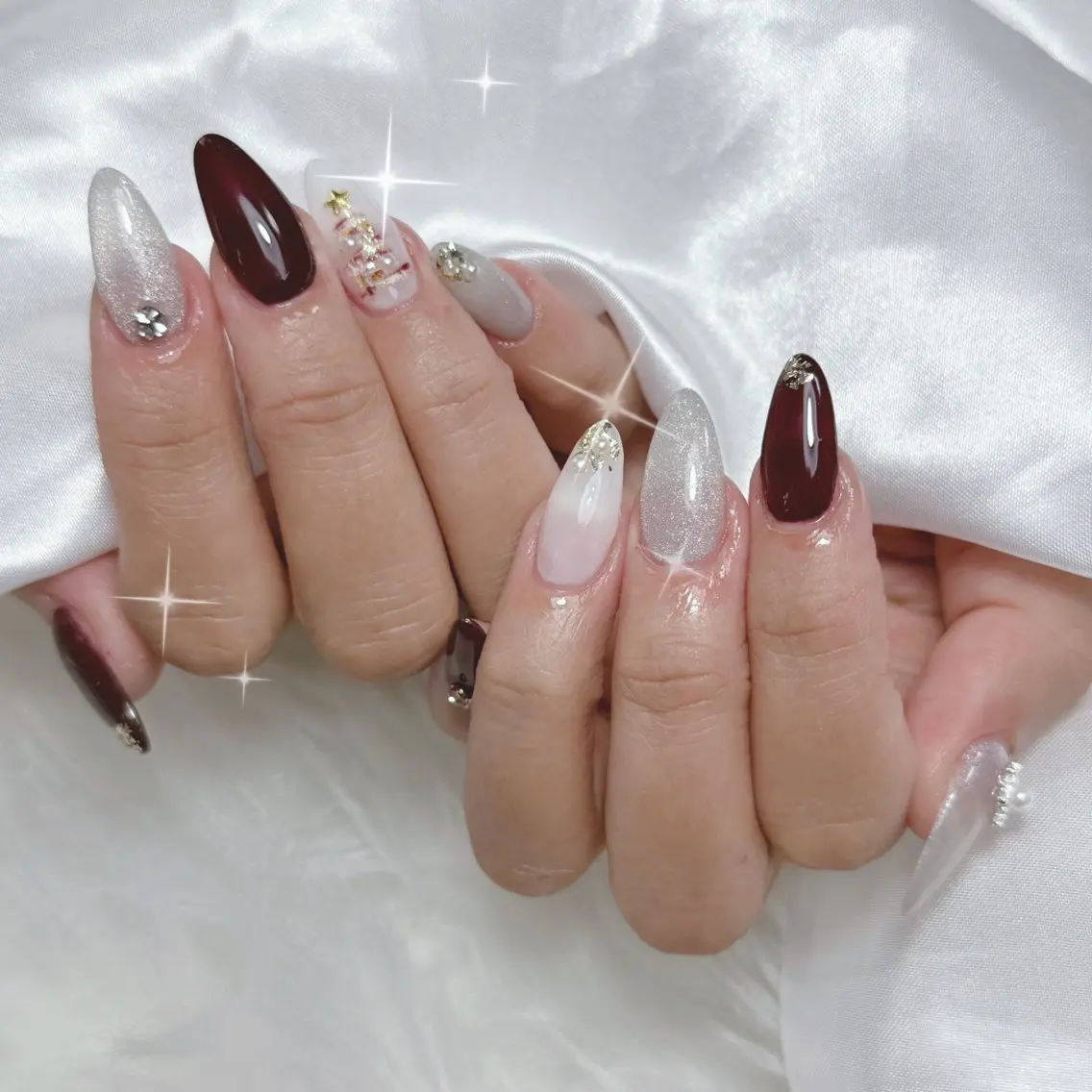 ネイル 持ち込み 冬ネイル クリスマス ハンドネイル L'ino nailのネイルデザイン