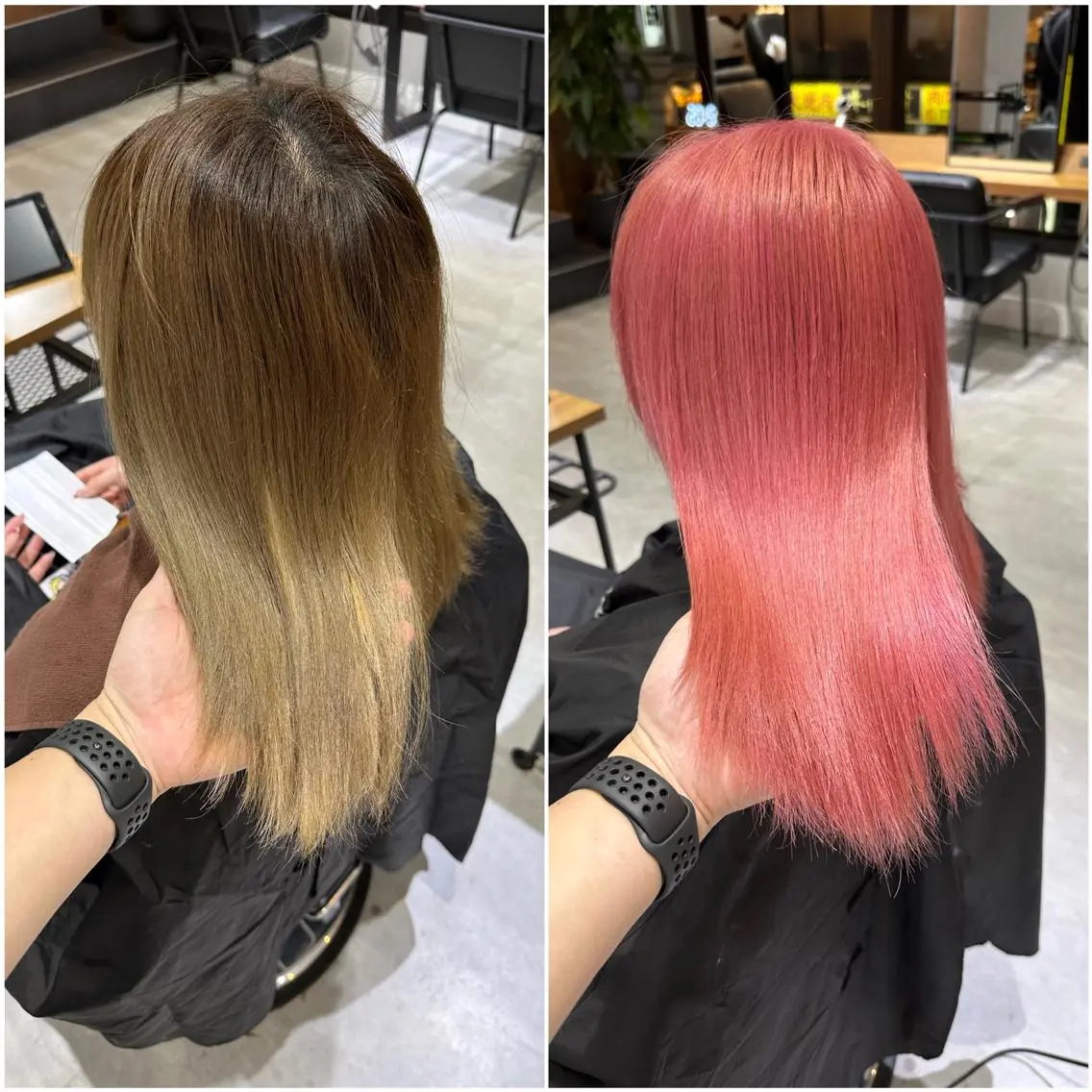 セミロング カラー ダブルカラー ハイトーンカラー ピンクカラー KEISUKE🐶 カラー×エクステ特化のヘアスタイル