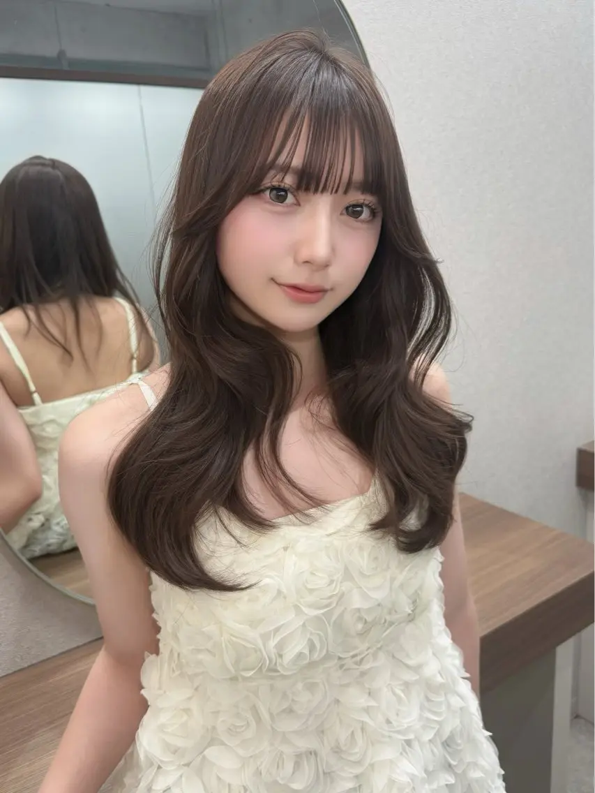 ロング カラー 韓国風ヘア レイヤーカット カット ヘアカラー トリートメント レイヤーカット /顔周り/和奏︎♪のヘアスタイル