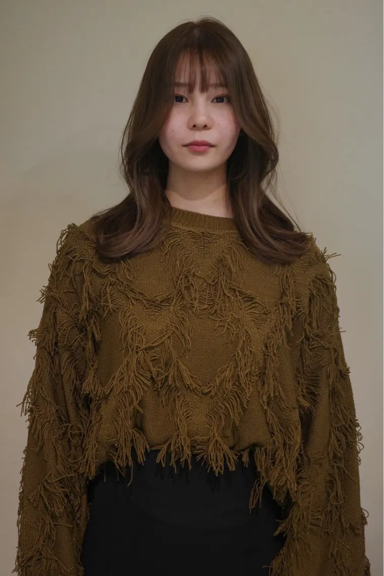 ロング ハイライト 髪質改善 韓国風ヘア レイヤーカット 縮毛矯正 カット ヘアカラー トリートメント opus 店長大和 レイヤー/赤み消しのヘアスタイル
