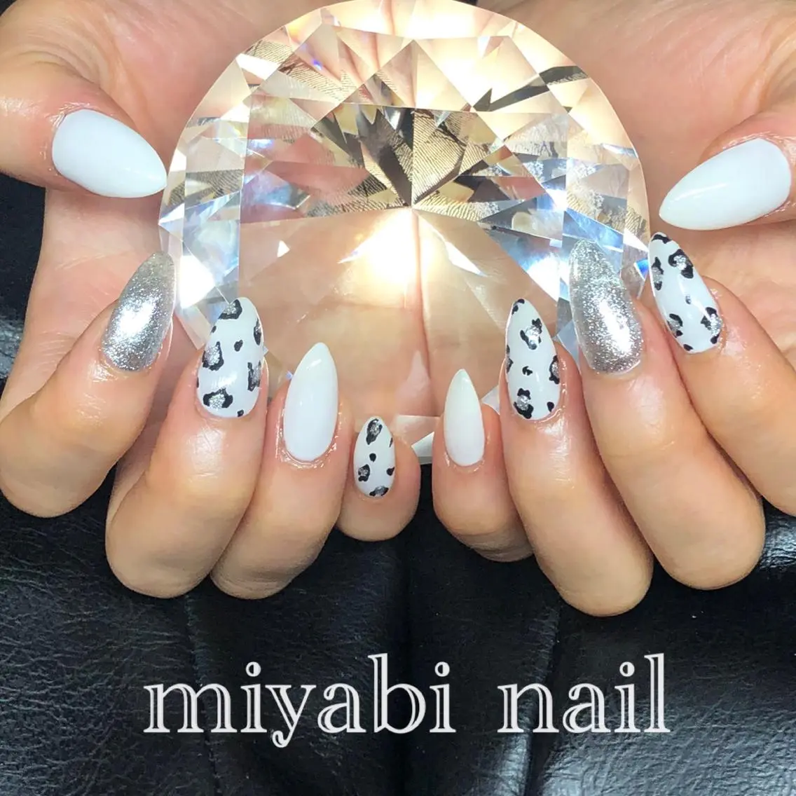 ネイル アニマル柄 アートネイル クリアネイル 長さ出し ジェルネイル ハンドネイル miyabi nail 桂川駅近くのネイルデザイン