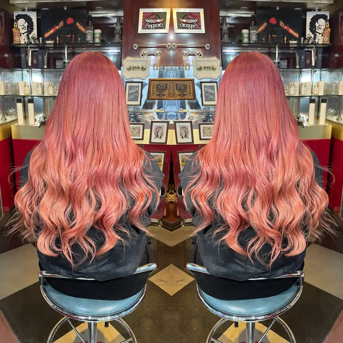 セミロング カラー ピンクカラー 👑派手髪/カット 👑ANRYのヘアスタイル