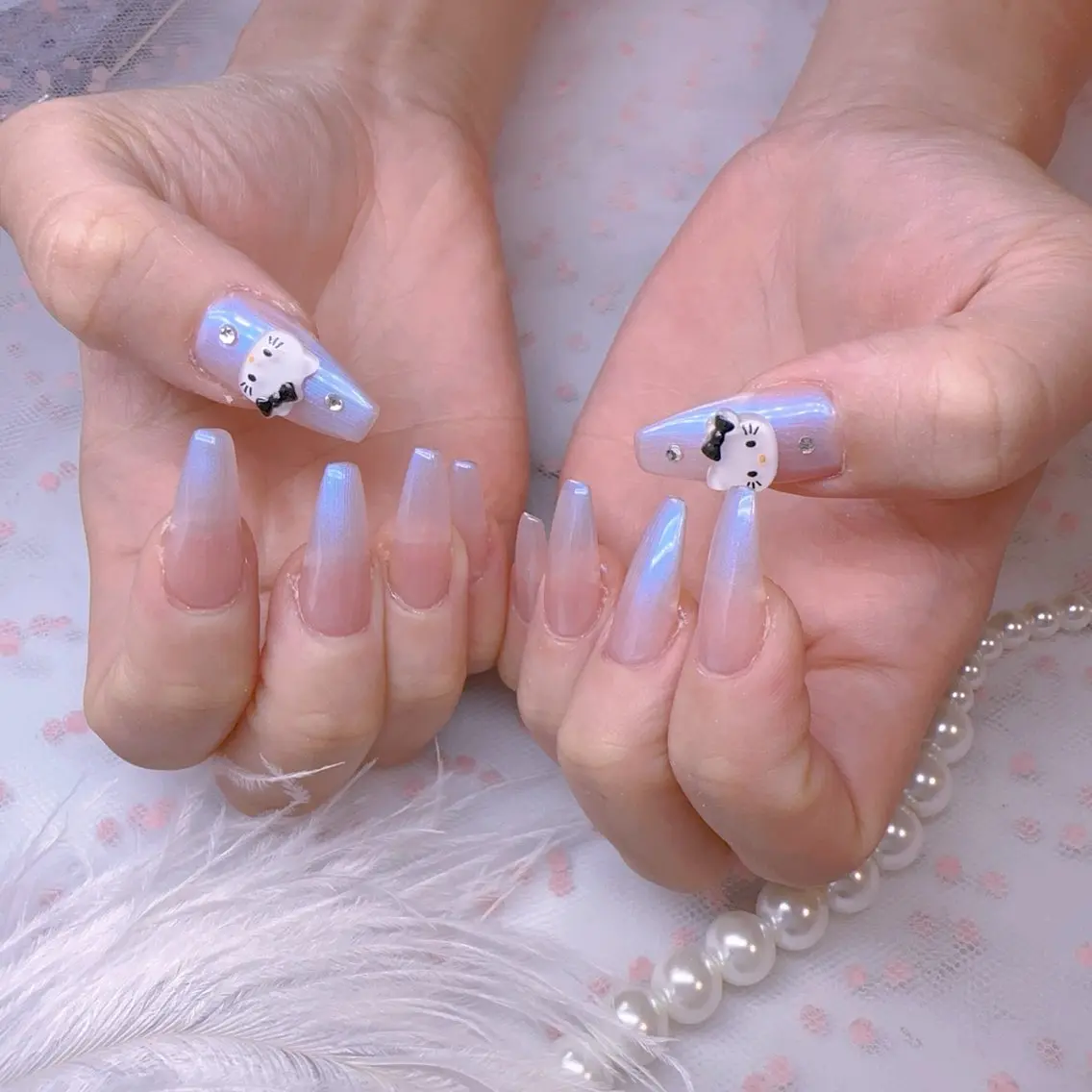ネイル オーロラネイル 長さ出し フットネイル 韓国ネイル ラメ(グリッター) ハンドネイル Belle nail salon 新小岩のネイルデザイン