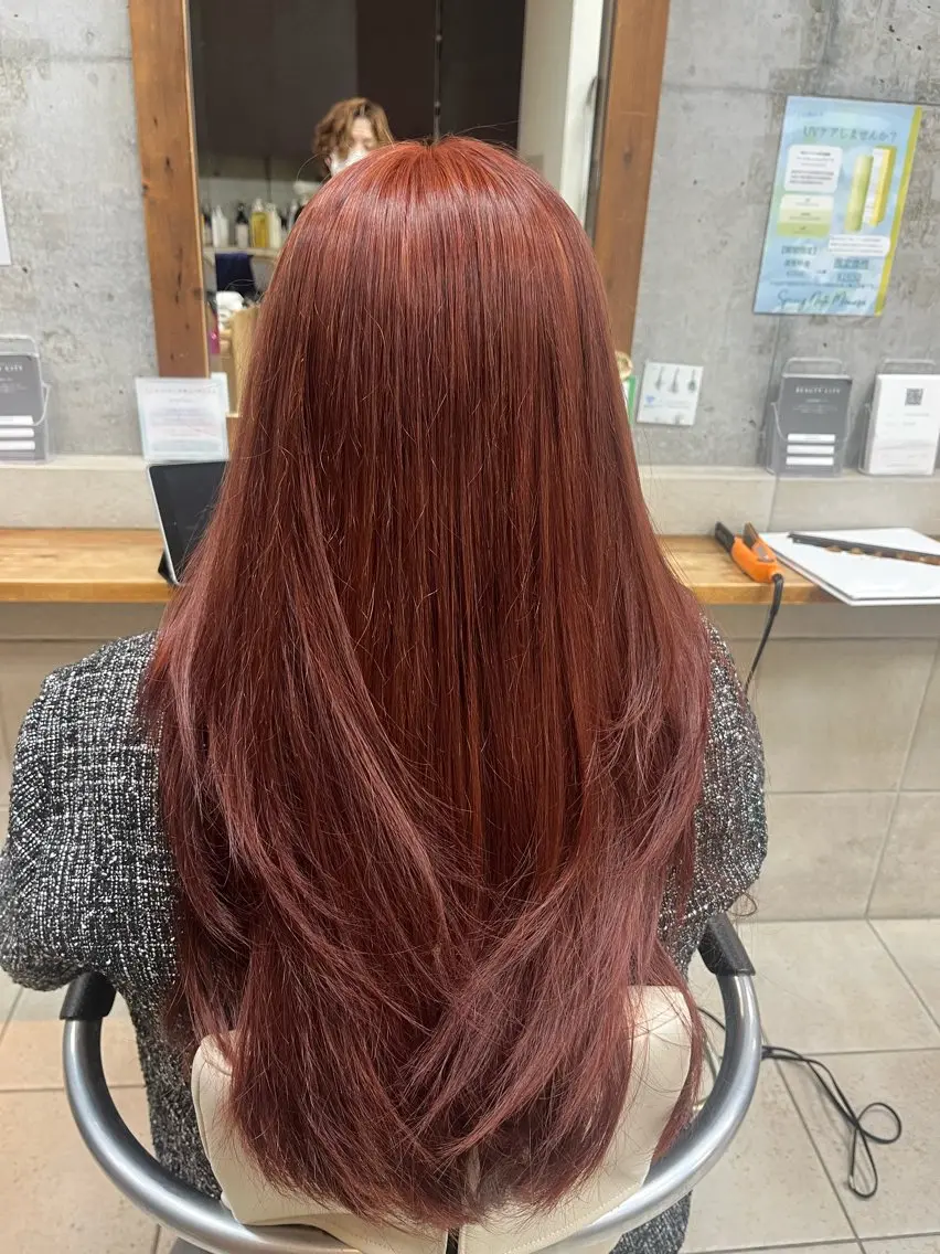 ロング カラー ブリーチ オレンジ ヘアカラー たなか なおのヘアスタイル