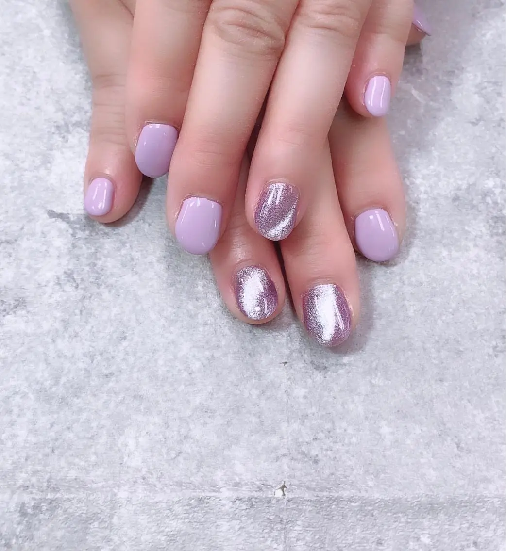 ネイル マグネットネイル ワンカラーネイル パープル FASTNAIL PLUS 新宿店のネイルデザイン