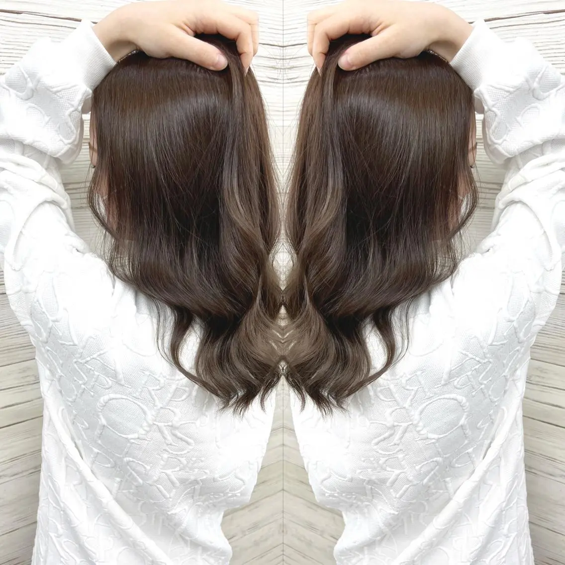 セミロング カラー ヘアアレンジ マツエク・マツパ セミロングパーマ ブリーチ 透明感カラー グレージュ 一重×まつ毛パーマ カット ヘアカラー トリートメント 枝毛カット&髪質改善 満足NO.1岡しゃんのヘアスタイル