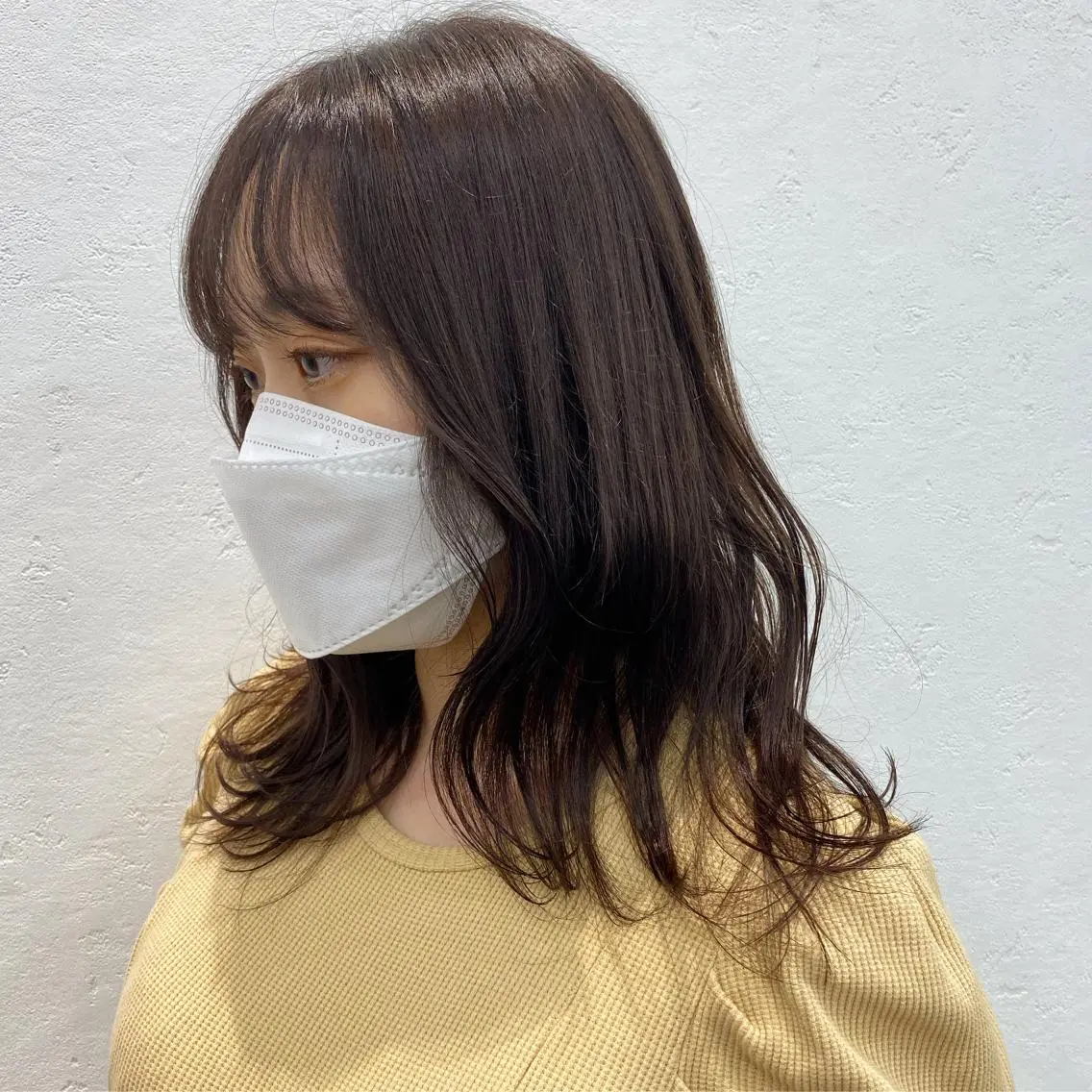 ミディアム カラー オリーブ/アッシュ やわらか透明感カラーのヘアスタイル