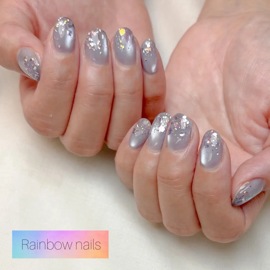 ネイル キラキラネイル ハンドネイル Rainbow nailsくろちゃんのネイルデザイン