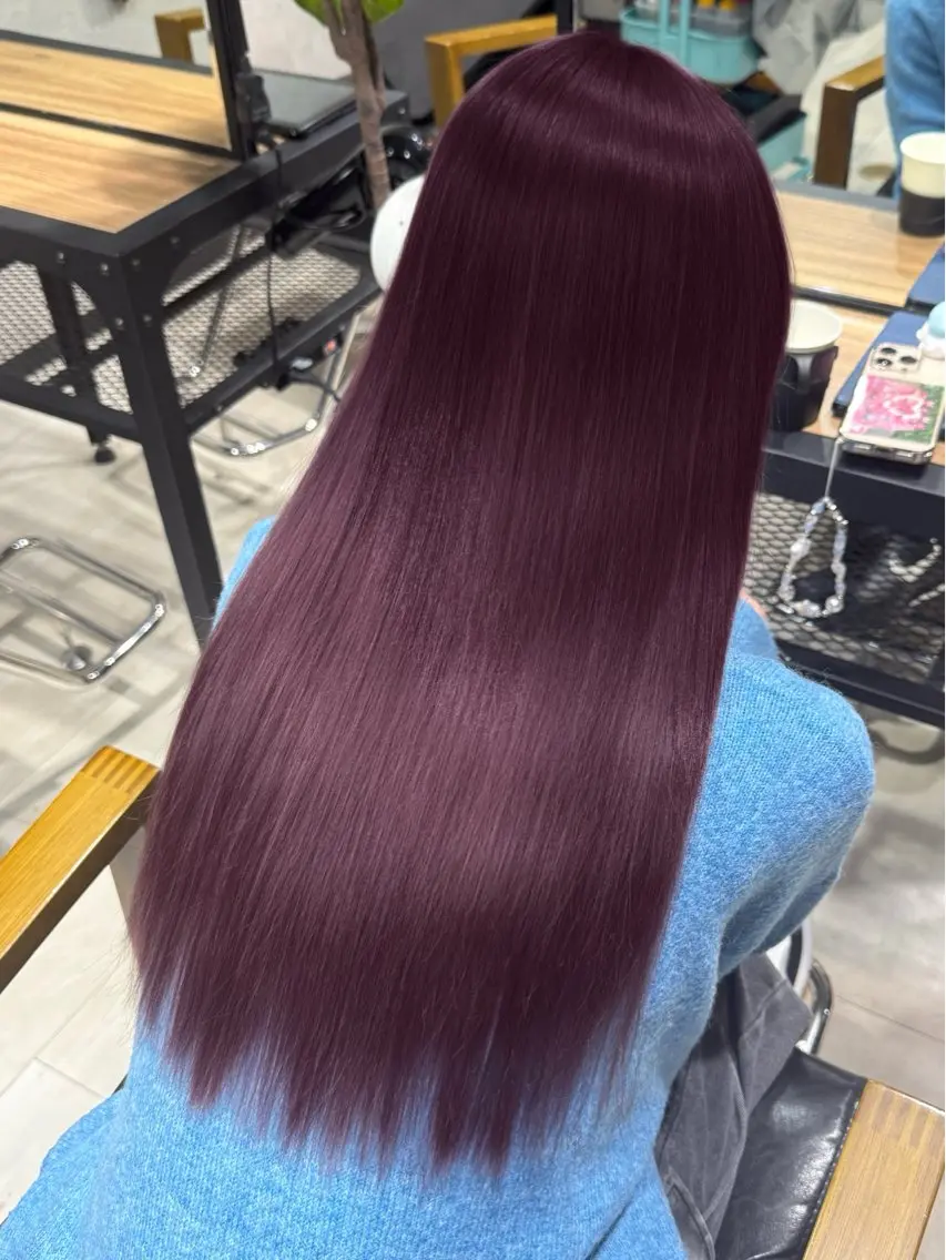 ロング カラー ラベンダーカラー ラベンダーピンク ピンクカラー ヘアカラー 韓国ヘア りんのヘアスタイル