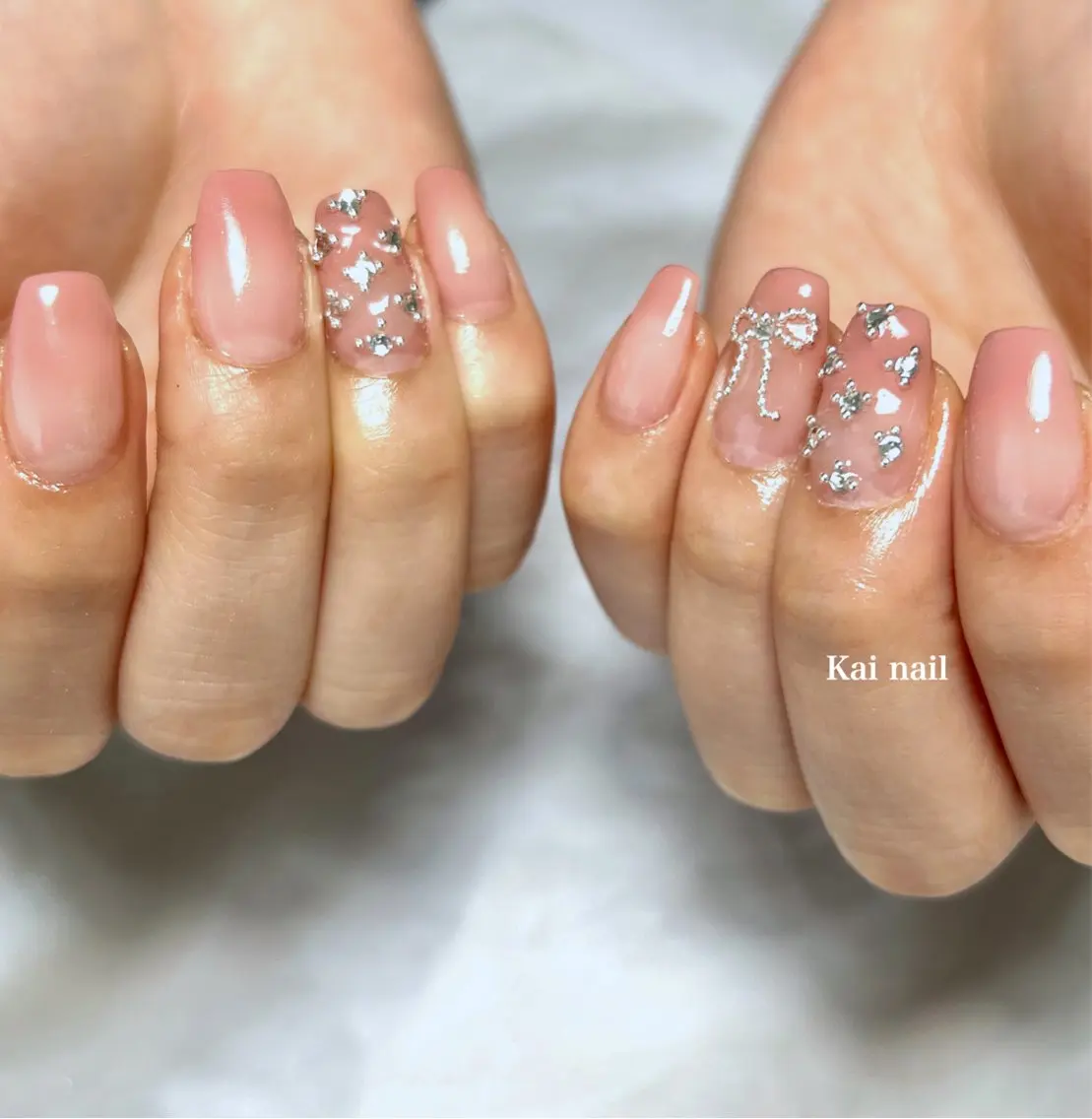 ネイル ガーリー グラデーション 韓国ネイル 持ち込み ピンク ハンドネイル Kai  nail Mayukoのネイルデザイン