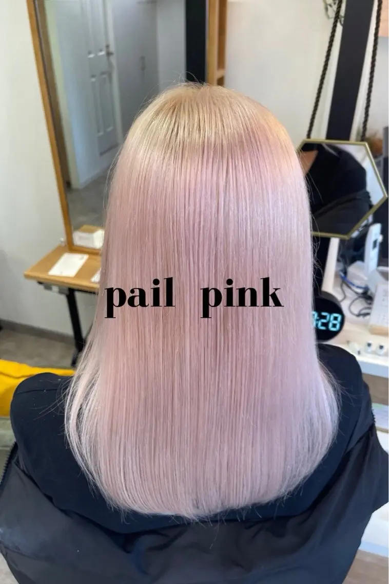 セミロング カラー ピンクカラー ホワイトピンク ヘアカラー ブリーチ✨/似合わせ カラー🎀/Yuzuのヘアスタイル