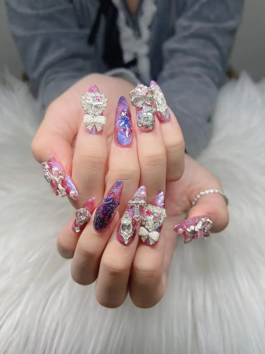 ネイル 長さ出し グラデーション 卒業式 キラキラネイル マグネットネイル ハンドネイル Lee Nailsのネイルデザイン