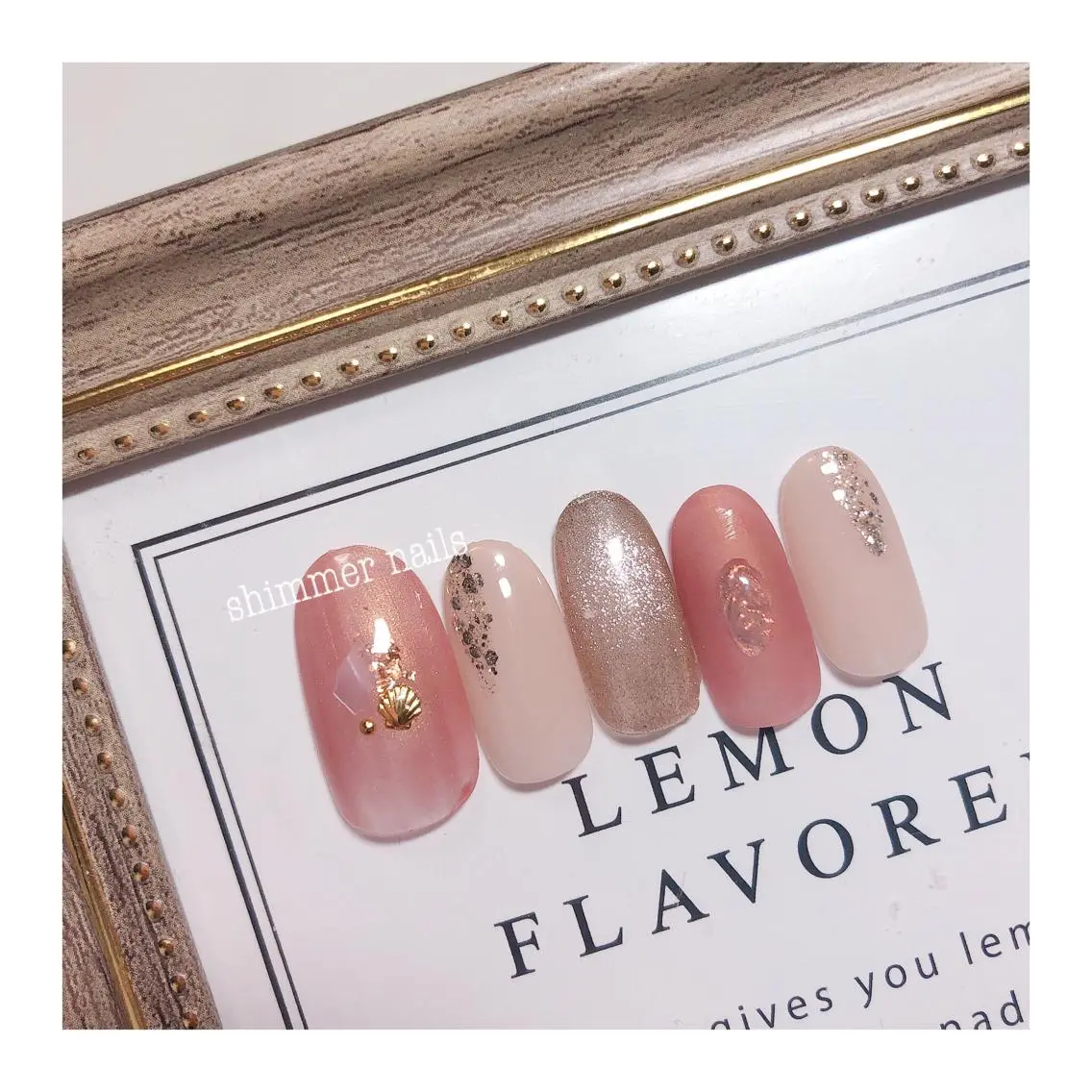 ネイル ブラウン オレンジ shimmer nailsのネイルデザイン