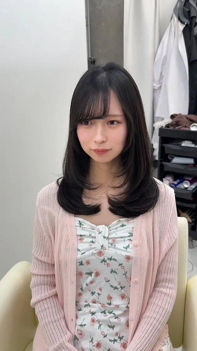 セミロング パーマ セミロングパーマ 韓国風ヘア レイヤーカット 髪質改善 RYOのヘアスタイル