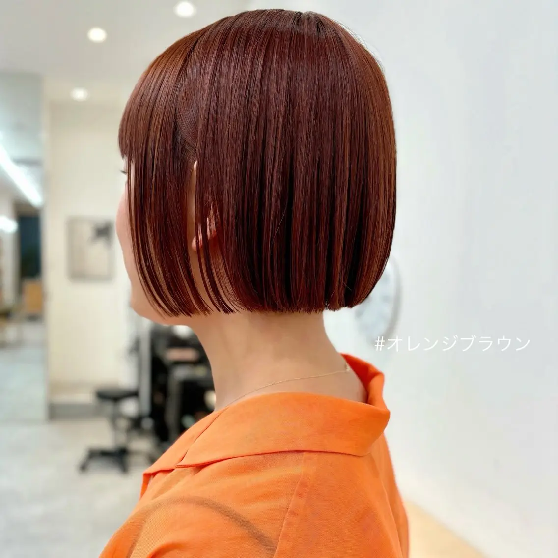 ショート カラー ブラウンカラー オレンジ オレンジブラウン パーマ/暖色/ボブ イワタテ🇰🇷のヘアスタイル