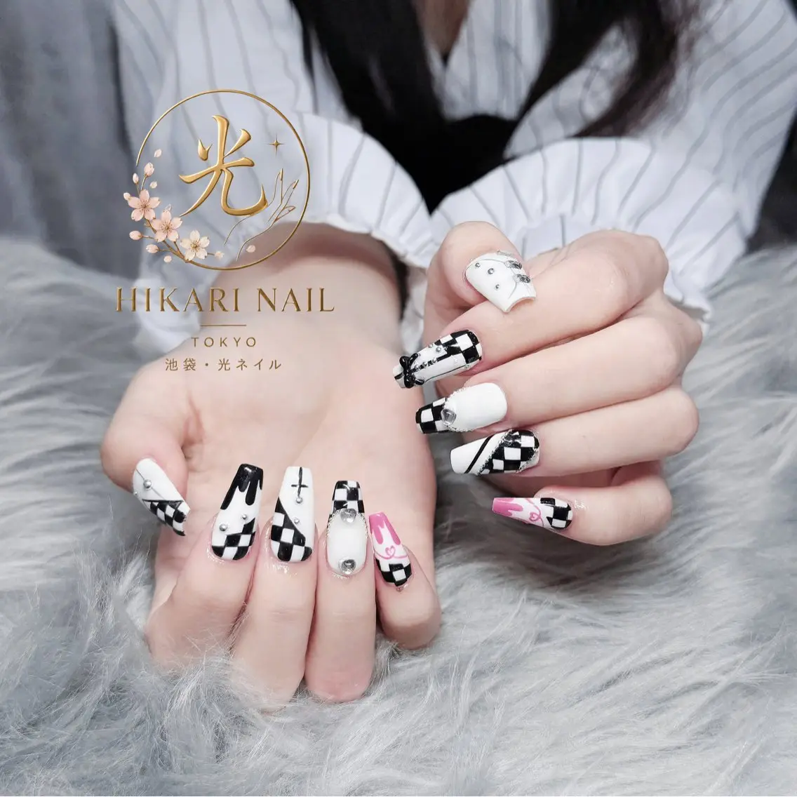 ネイル チークネイル 長さ出し フレンチネイル ガーリー ハロウィン ハンドネイル HikariNail Ikebukuroのネイルデザイン