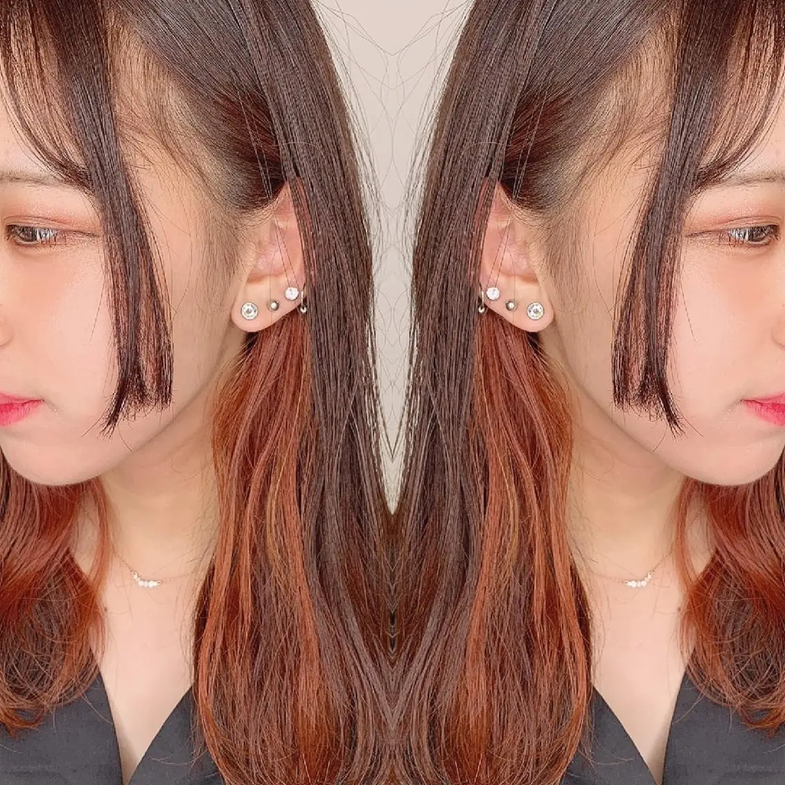 セミロング カラー ヘアアレンジ インナーカラー カット ヘアカラー トリートメント 竹内啓太 ボブのヘアスタイル