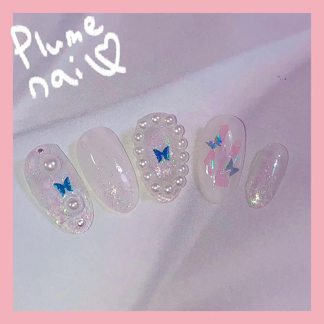 ネイル ホログラムネイル キラキラネイル 韓国ネイル ラメ(グリッター) 春ネイル plume nail ☆韓国ネイルのネイルデザイン