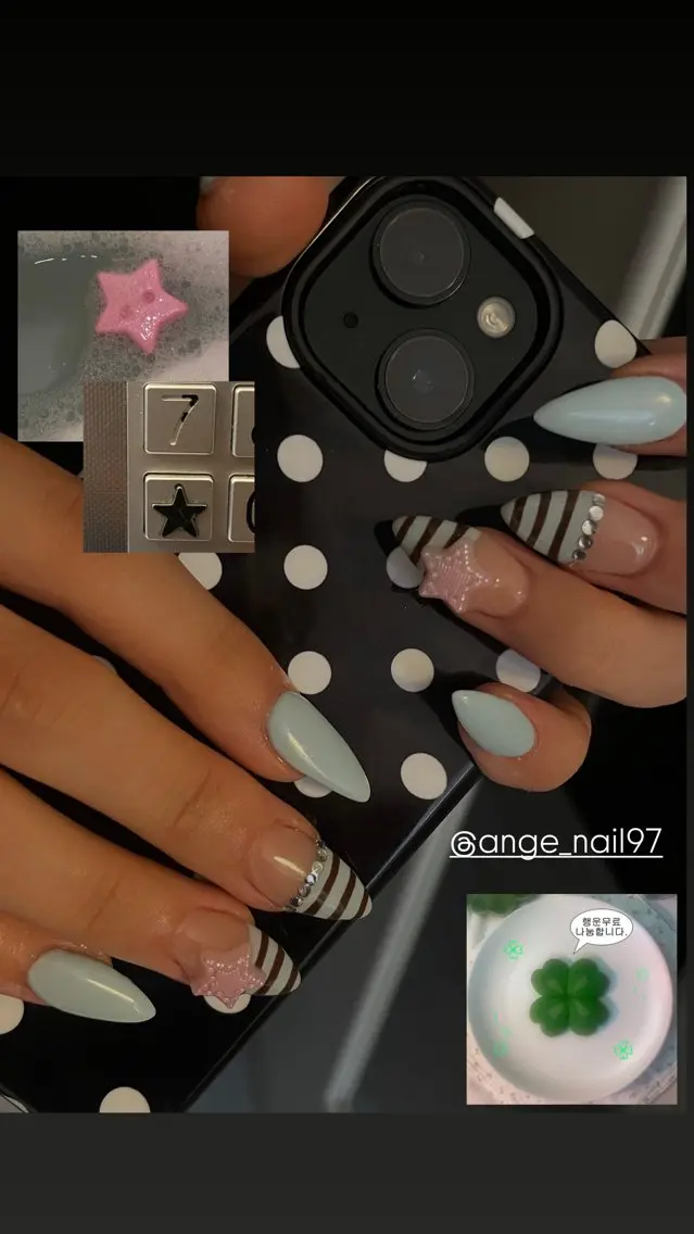 ネイル ボーダー 夏ネイル ハンドネイル Nail salon 🎀Angeのネイルデザイン