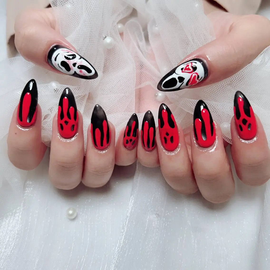 ネイル アートネイル 韓国ネイル ロングネイル 赤色 春ネイル ハンドネイル Cute Tips nailのネイルデザイン