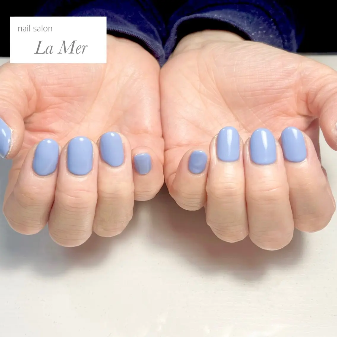 ネイル ブルー カジュアル ジェルネイル ワンカラーネイル パープル nailsalon La Merのネイルデザイン
