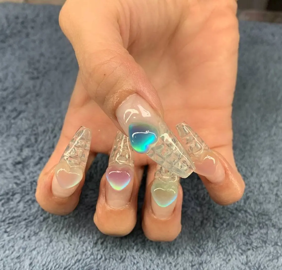 ネイル ハート 氷ネイル・うるうるネイル ハンドネイル MHR nailのネイルデザイン