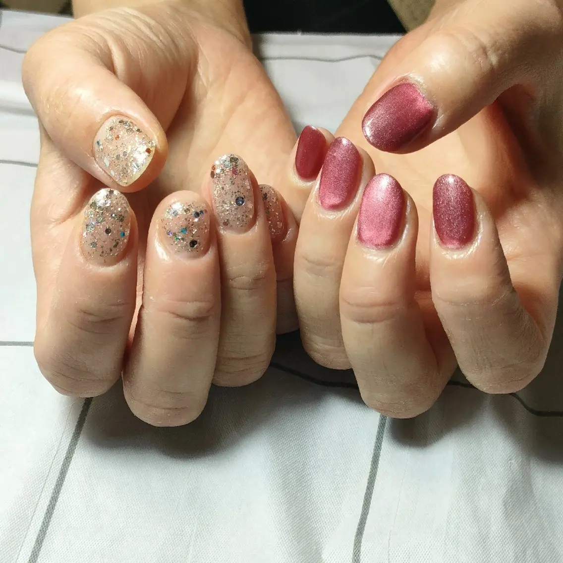 ネイル ラメ(グリッター) マグネットネイル oir. nailsalonのネイルデザイン