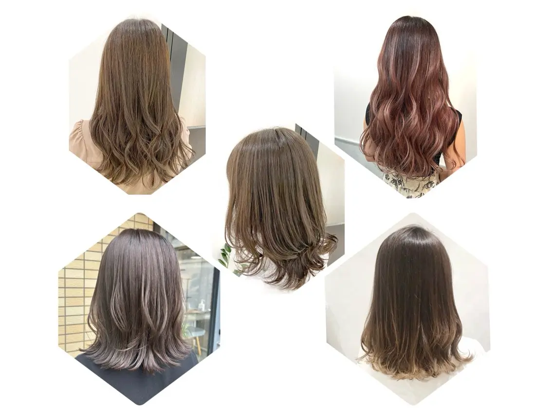 セミロング カラー 透明感カラー 予約 停止のヘアスタイル