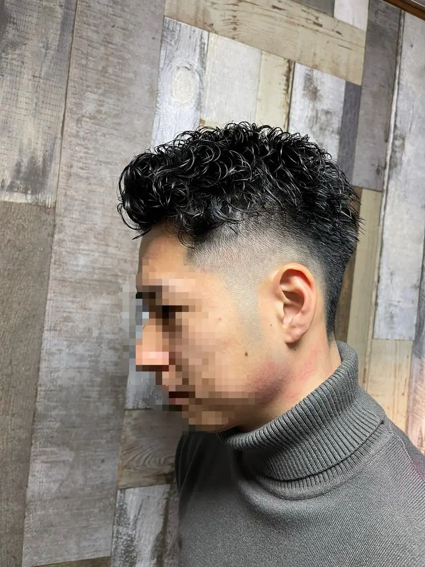 ショート パーマ メンズ メンズパーマ かきあげバング カット パーマ メンズ特化型/永井 友貴のヘアスタイル