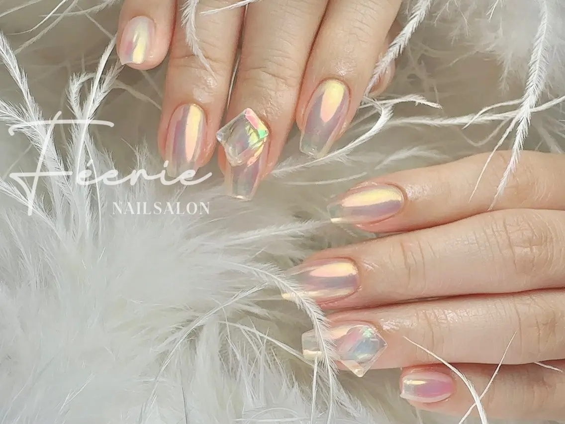 ハンド💅大人気のミラー、オーロラネイル¥9500---->¥8000の写真