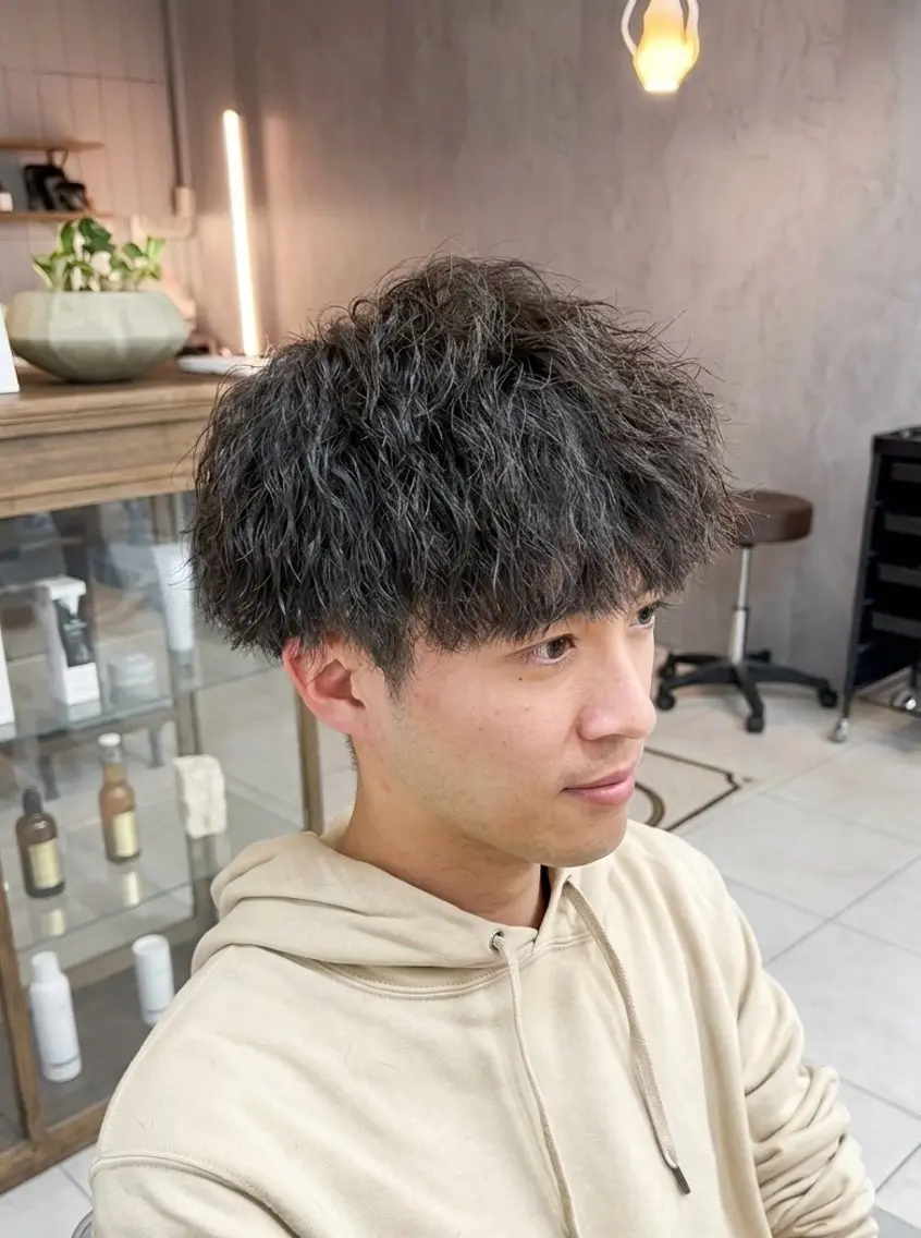 パーマ メンズ カット パーマ メンズパーマ 朝ラクセット 颯のヘアスタイル