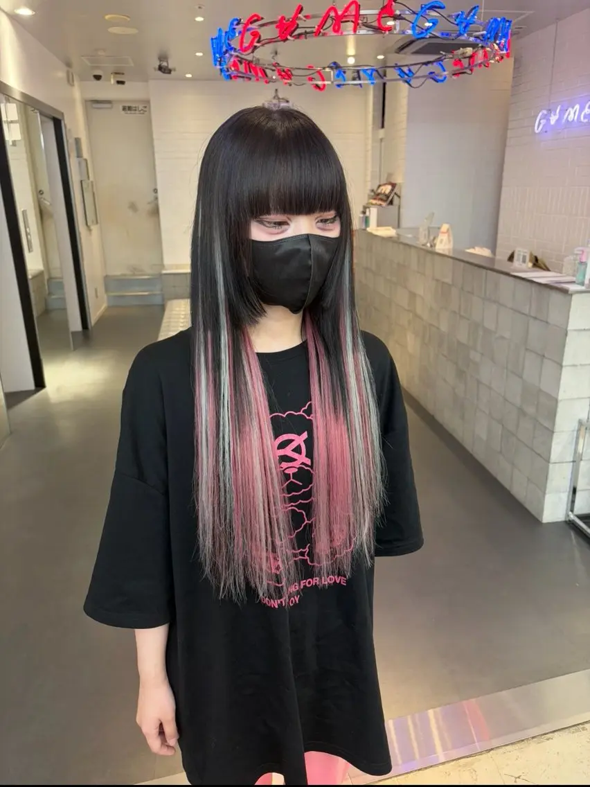 ロング ボブ エクステ 外国人風カラー レイヤーカット ヘアカラー エクステ MiRI💜地毛級 エクステ✖似合わせ技のヘアスタイル