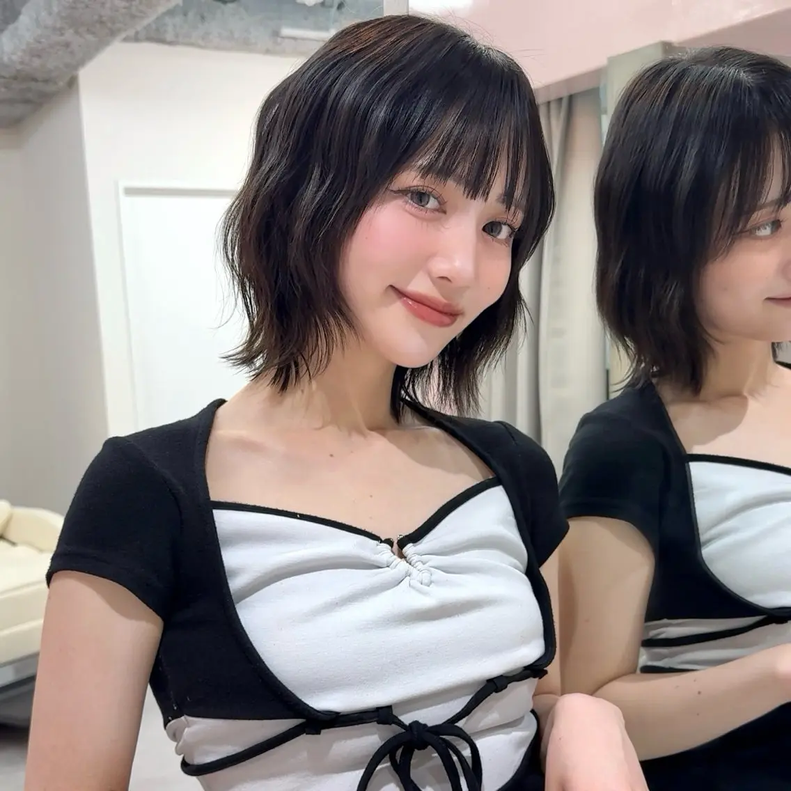 ショート ボブレイヤー ボブ 韓国風ヘア レイヤーカット カット ヘアカラー トリートメント 🤍髪質改善 🤍透明感カラー🤍のヘアスタイル