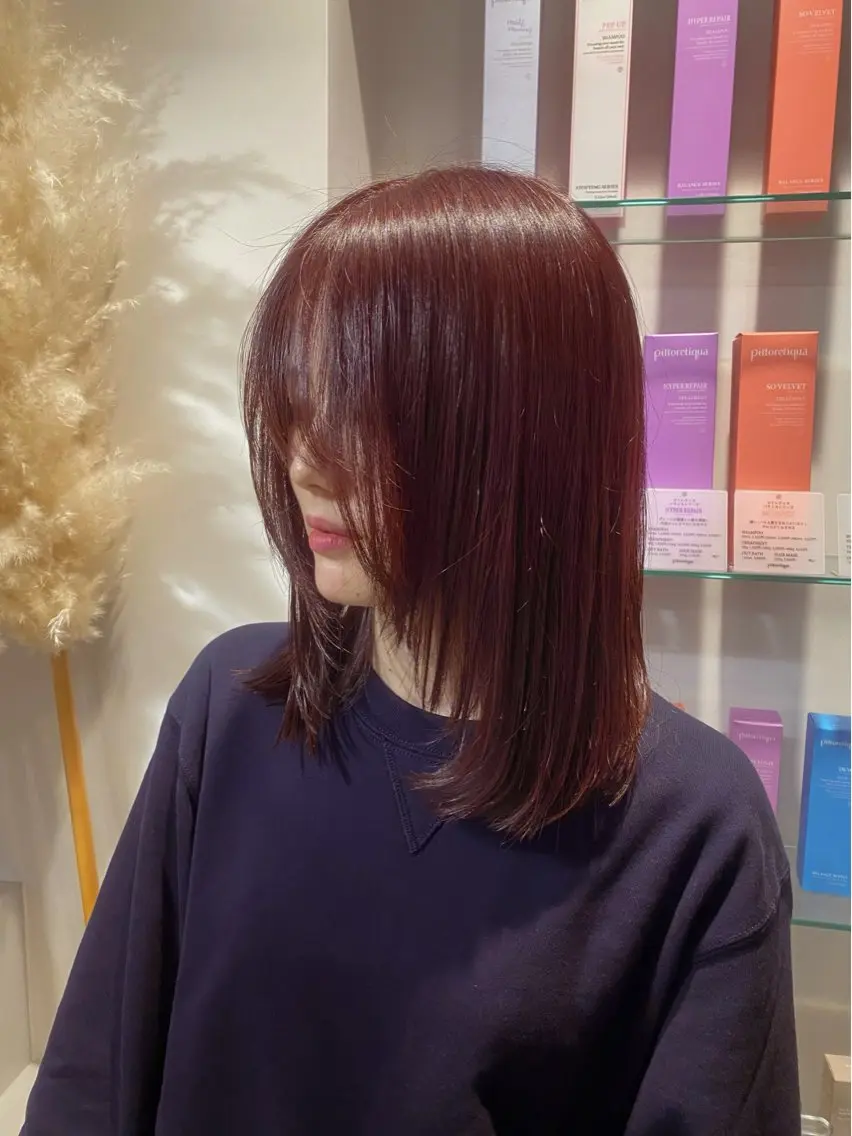 ミディアム カラー カット ヘアカラー aimee 北垣 愛夏のヘアスタイル