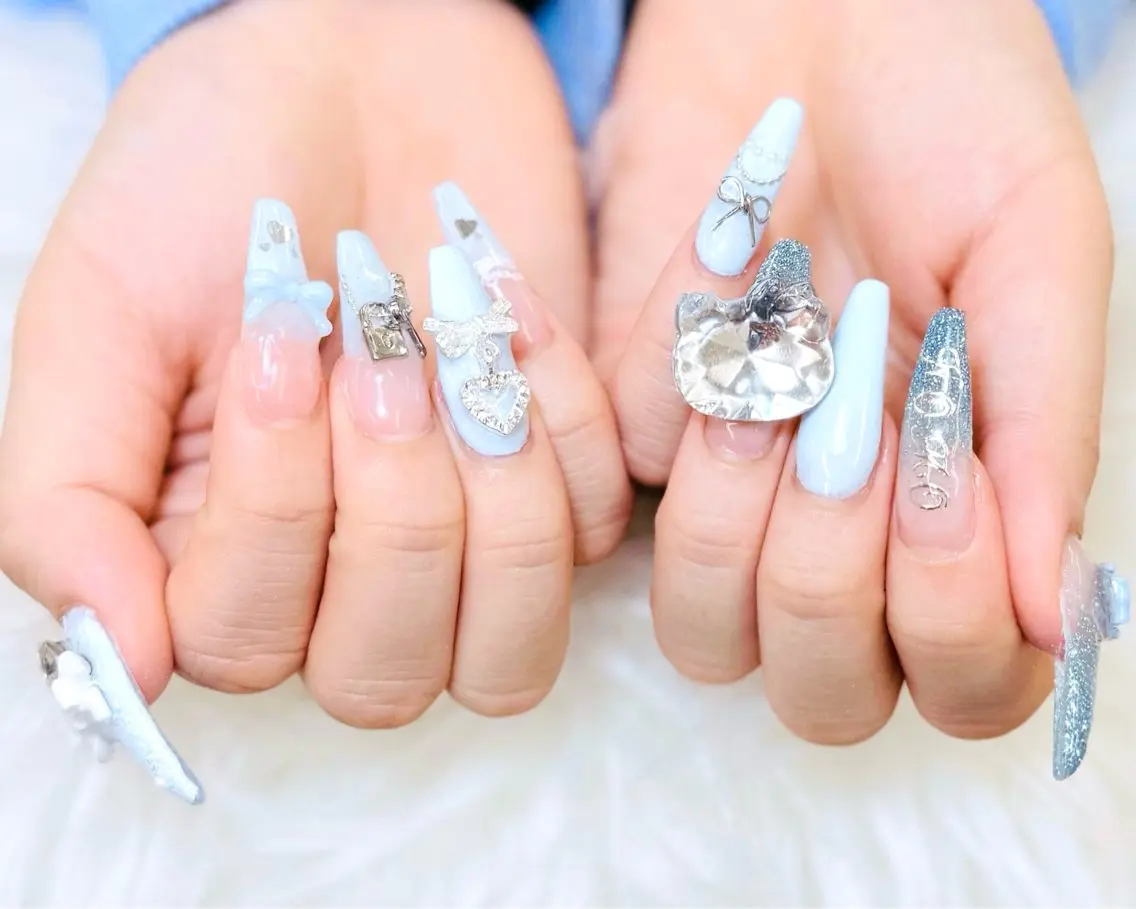 ネイル チークネイル 長さ出し フラッシュネイル フレンチネイル グラデーション ハンドネイル AN NAIL SALONのネイルデザイン