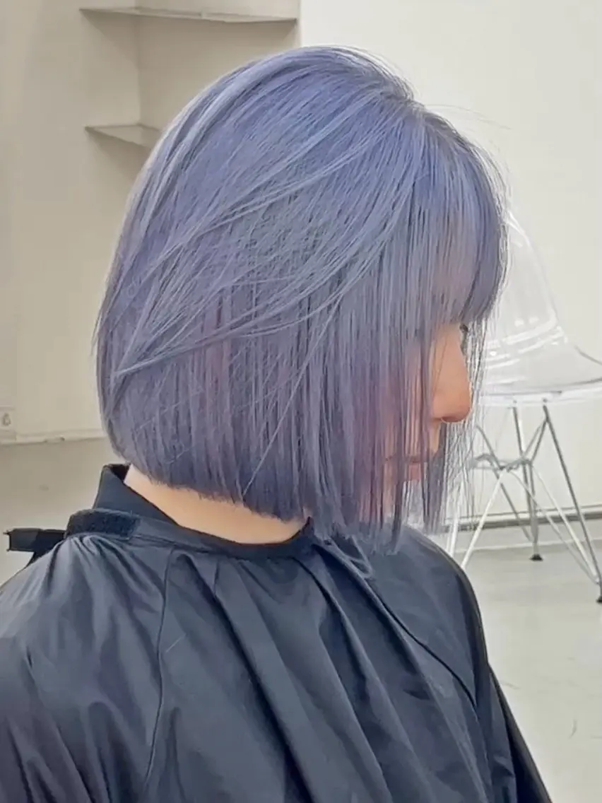 ショート カラー ブルーカラー ブルーバイオレット バイオレットカラー ムラ修正💎 艶髪ハイトーン💎のヘアスタイル