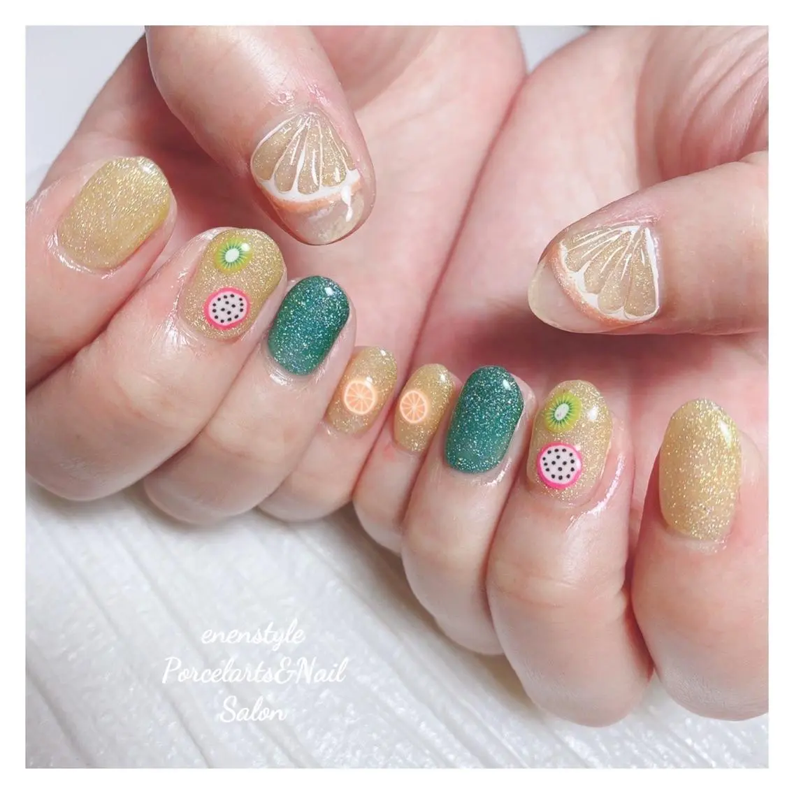 ミディアム ネイル 🐾enen style 🐾のネイルデザイン